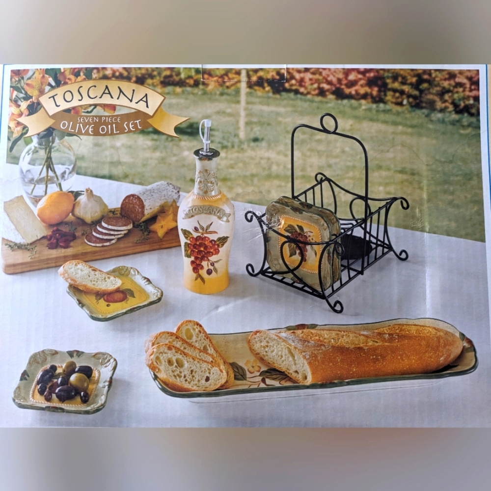 Toscana 7pc ceramic Olive Oil Set